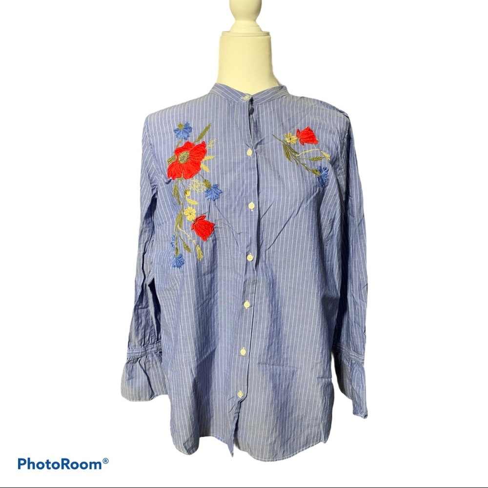 LOFT floral stripe blouse